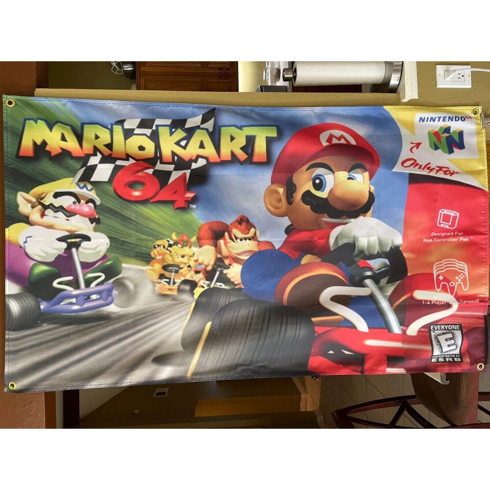 Mario Kart 64 5ft Flag Nintendo N64 1997 Banner Poster
